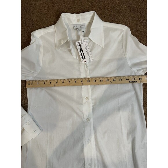 by Stacy London Women's Top Sz XXS Core Poplin Button-Front White A662035 - Picture 7 of 11